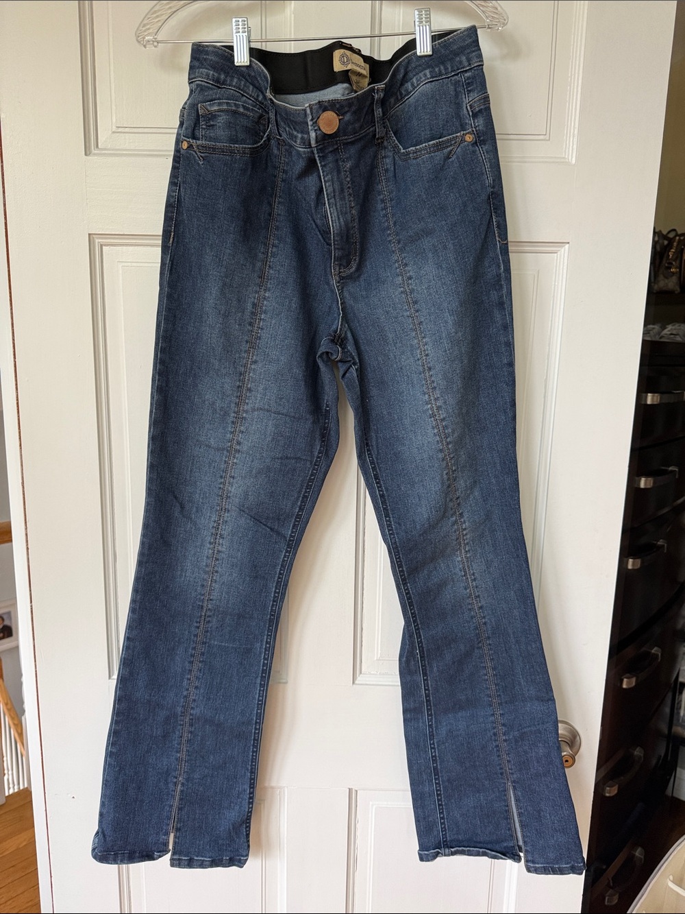 Democracy Dark Blue Front-Seam Flare Jeans